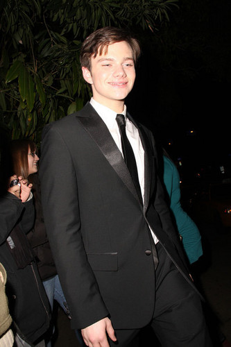  Chris Colfer outside chateau, schloss Marmont after the SAG awards