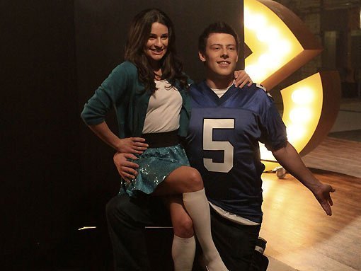 Glee Promotional photos Behind the Scenes Cory and Lea