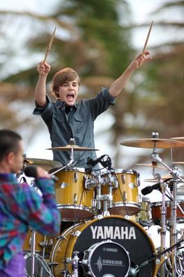  Justin Bieber playing drums