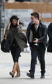 Jessica Szohr and Ed Westwick leaving Blake Lively’s NYC apartment  - celebrity-couples photo