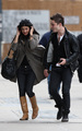 Jessica Szohr and Ed Westwick leaving Blake Lively’s NYC apartment  - celebrity-couples photo