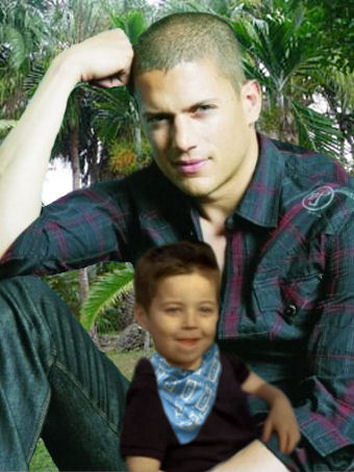 Michael Scofield with his little son MJ