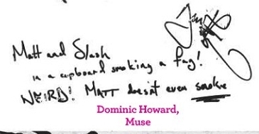  Dom's signature in the NME guest book