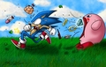 Kirby and Sonic  - kirby fan art