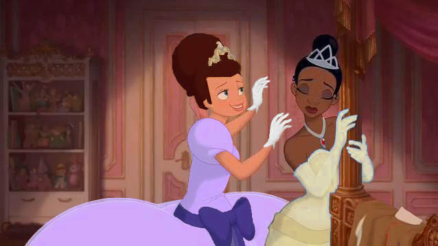 Tiana and Charlotte Change Dress Color - Disney Females Fan Art