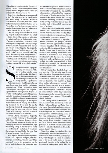 Meryl Streep in Vanity Fair Magazine January 2010