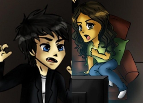  Damon scaring Bonnie