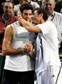 safin and potro gay kiss - tennis photo