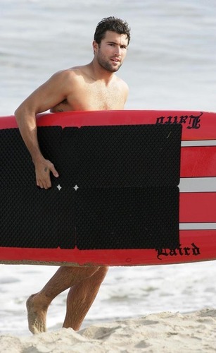 Brody surfing in Malibu