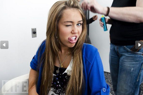 Miley Cyrus on set for her photoshoot