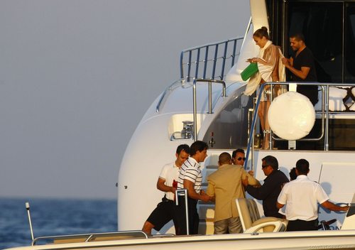 Jennifer & Marc visiting the Mittal family on their yacht.