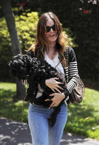 Rachel out with her dog in LA