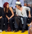 Nina & Ian @ LA Lakers Game - ian-somerhalder-and-nina-dobrev photo