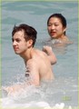 Kevin and Jenna on the beach in Manaco June 10th,2010 - glee photo