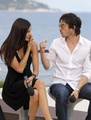 Nina & Ian doing an interview outside at the Monte Carlo Television Festival  - ian-somerhalder-and-nina-dobrev photo