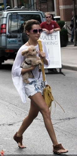Ashley Walking out her dog Maui in Toronto with friends June 19th,2010