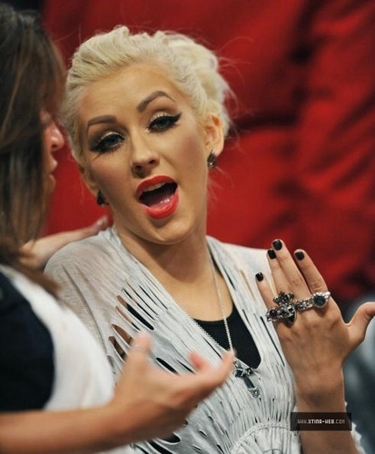 Christina Aguilera at the lakers game