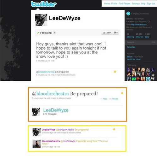 FANGIRL ALERT: Lee DeWyze Replied To A Tweet Of Mine...