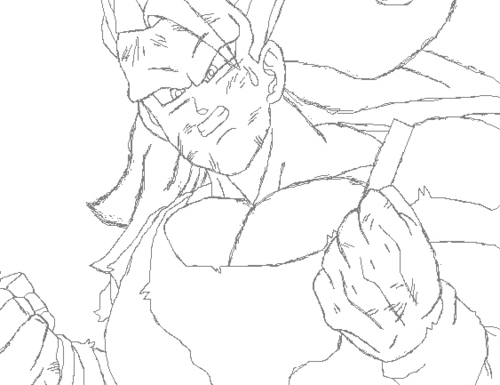  How to draw 孫 悟空 SSJ3 in MS Paint Step 2