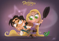 Chibi Rapunzel and Flynn - disney-princess fan art
