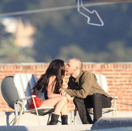 Dom and Megan Fox kissing on set!