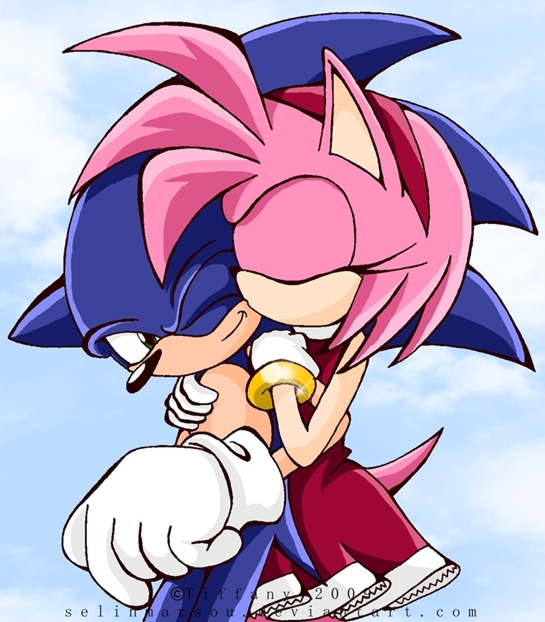 Sonic Forever tagahanga Art: Good Luck Kiss-Sonic and Amy.