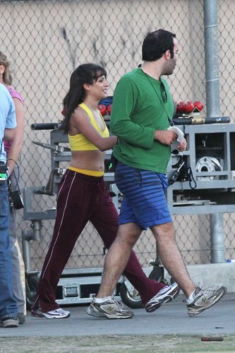 CAST ON THE "GLEE" SET - AUGUST 4, 2010