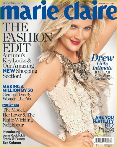  Drew Barrymore Covers 'Marie Claire UK' September 2010