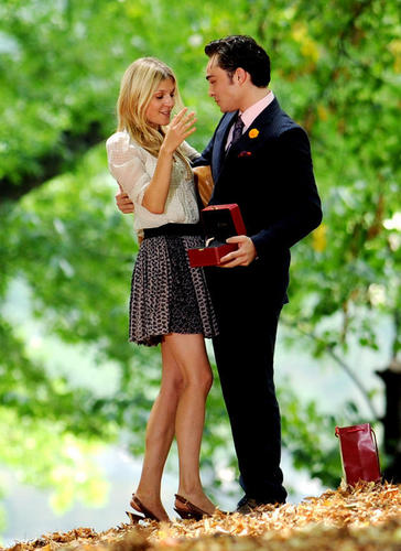  Ed Westwick & Clemence Poesy on Set, August 10, 2010