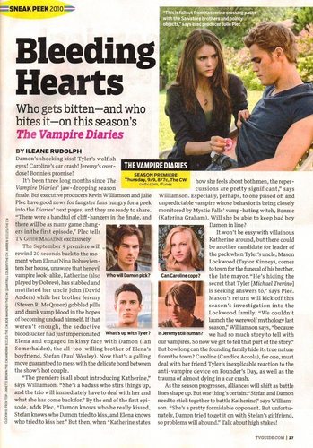  TV Guide Magazine sneak peeks season 2 of the Vampire Diaries