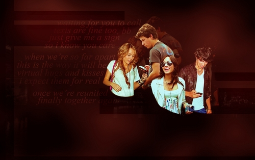  Nick & Miley, Joe & Demi achtergrond