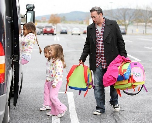  jon picing up his kids from the bus stop