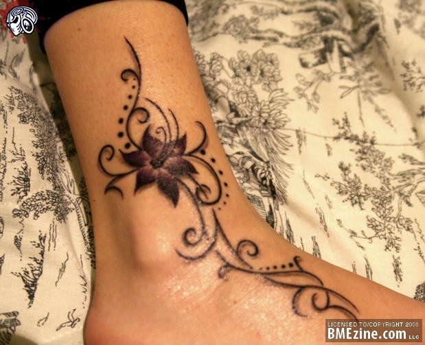 Flower Tattoos On Foot and Ankle