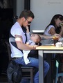 Cam Gigandet with daughter Everleigh Ray and his wife at Toast  - twilight-series photo
