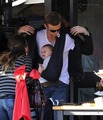 Cam Gigandet with daughter Everleigh Ray and his wife at Toast  - twilight-series photo