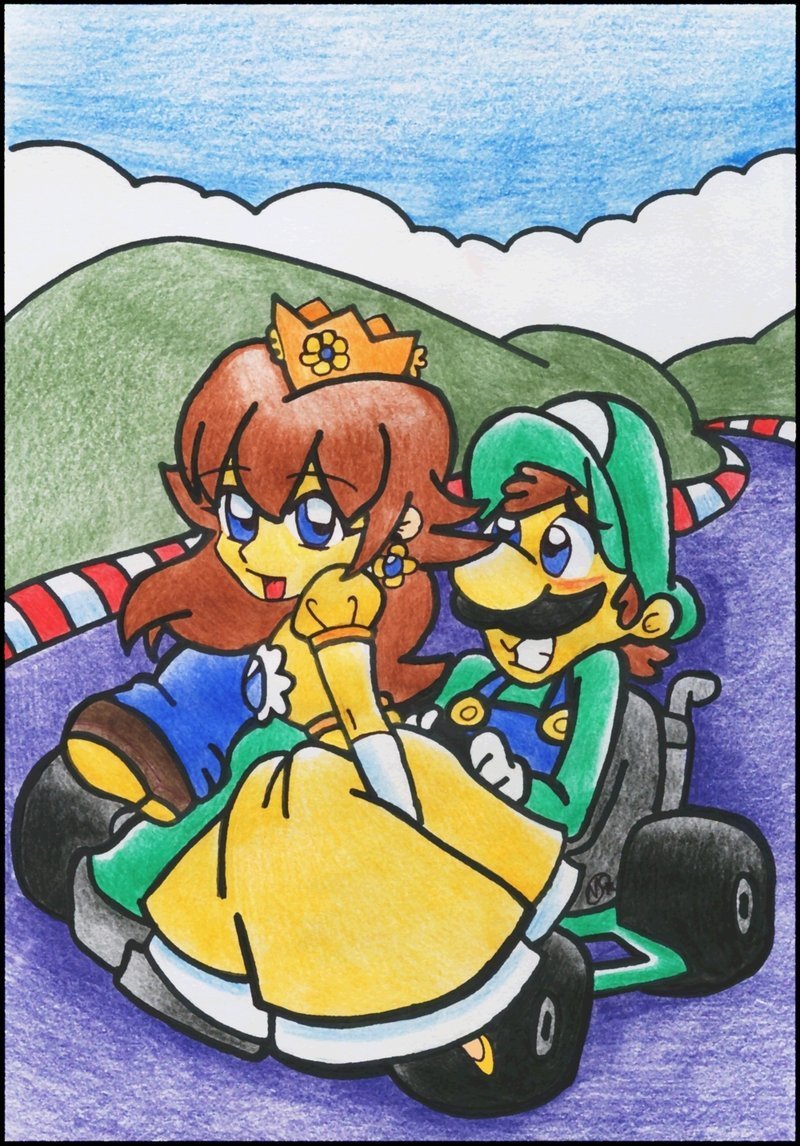 Fan Art of Luigi and Daisy Mario Kart for fans of Princess Daisy. 