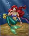 Ariel and Flounder Fan art - ariel fan art