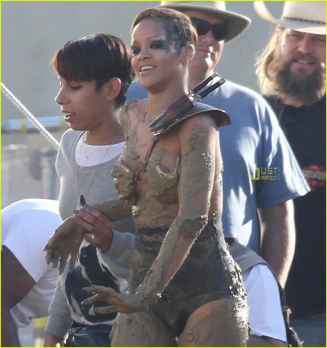 Rihanna on set "Hard" Music Video