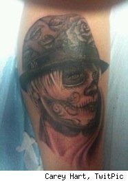  Tattoo of P!nk on Carey Hart's leg