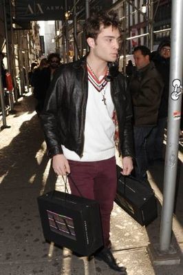  Ed Westwick Shops For Holiday Gifts at Armani Exchange in NYC