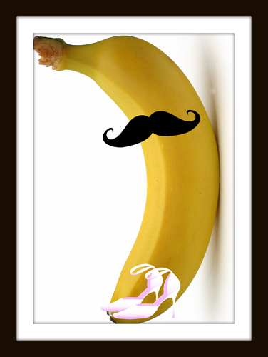 Banana with mustache and high heels