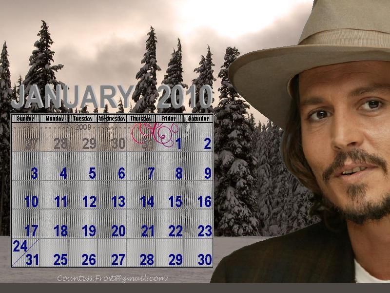 johnny depp 2011 calendar. Johnny - January 2010