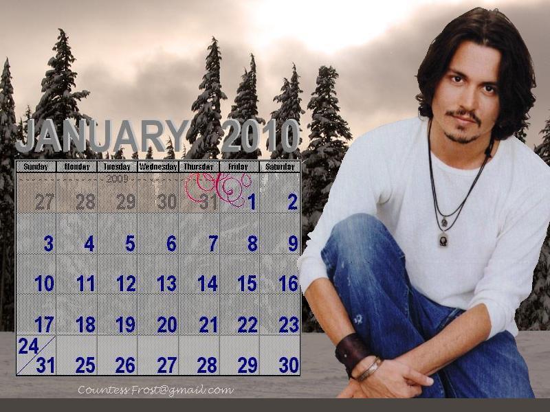 johnny depp 2011 calendar. Johnny - January 2010
