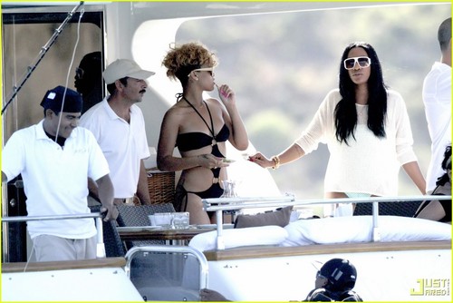 Rihanna with Matt Kemp on a Boat