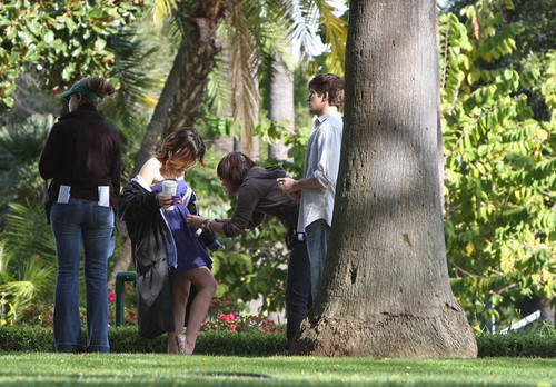 Shenae and Matt on the set of 90210