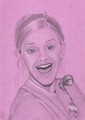 Crazy Happy Emma Watson on a Pink Background - emma-watson fan art