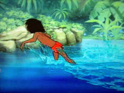  In the picture, why does Mowgli run away?