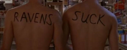  Whose back has word "Ravens" written on ?