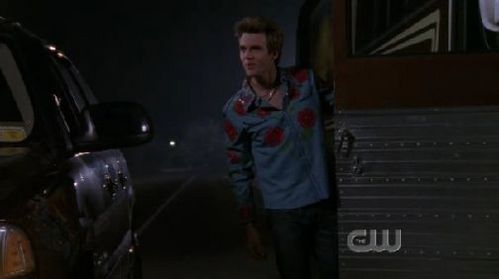  What does Chris Keller say when he comes out of the tour bus?