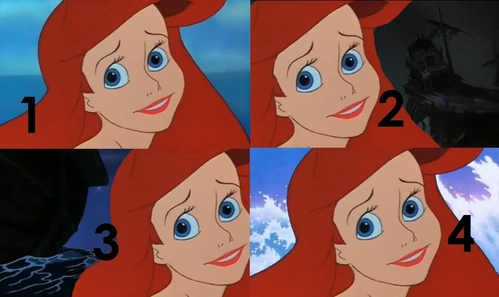  Which background is Ariel supposed to be in front of?